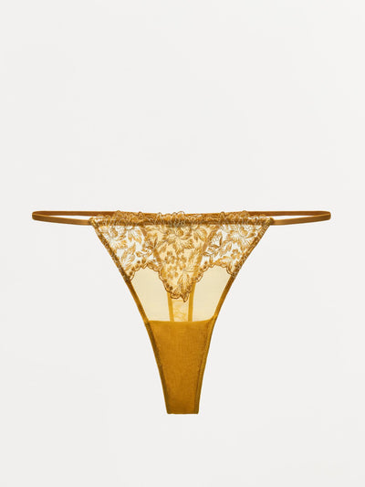 Zara Mesh thong with lace trim at Collagerie