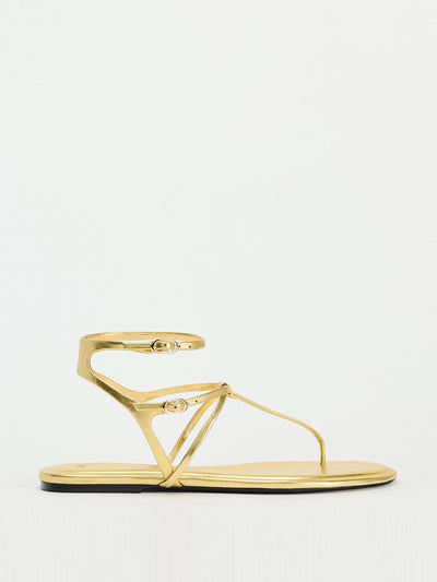 Zara Metallic flat slider sandals at Collagerie