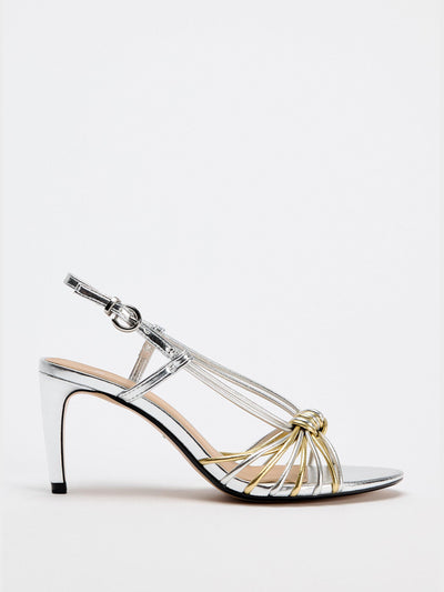 Zara Metallic sandals with knotted straps at Collagerie