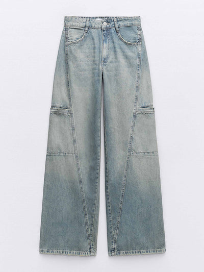 Zara Mid-rise TRF cargo jeans at Collagerie