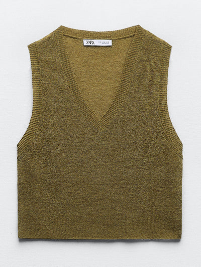 Zara Green knit vest at Collagerie