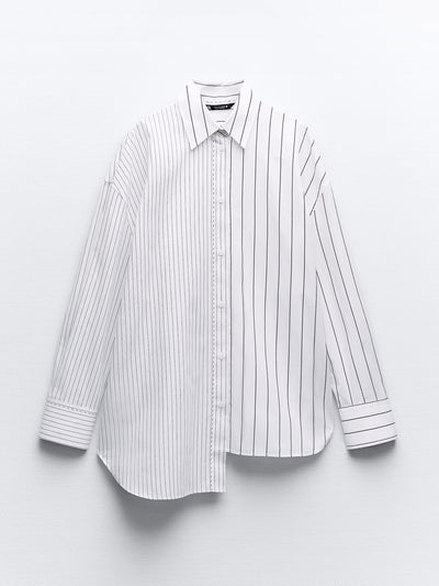 Zara Oversized shirt with contrasting stripes at Collagerie