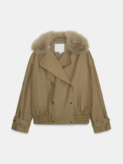 Zara Padded trench coat with faux fur collar zw collection at Collagerie