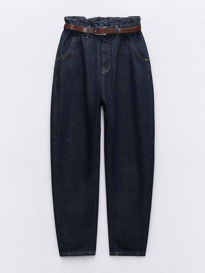 Zara Z1975 high-waist paperbag jeans with belt at Collagerie