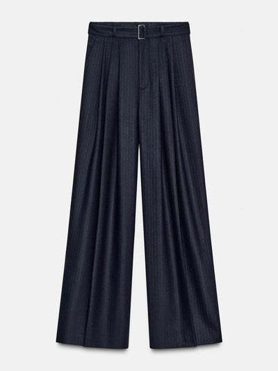 Zara Pinstripe trousers with belt zw collection at Collagerie