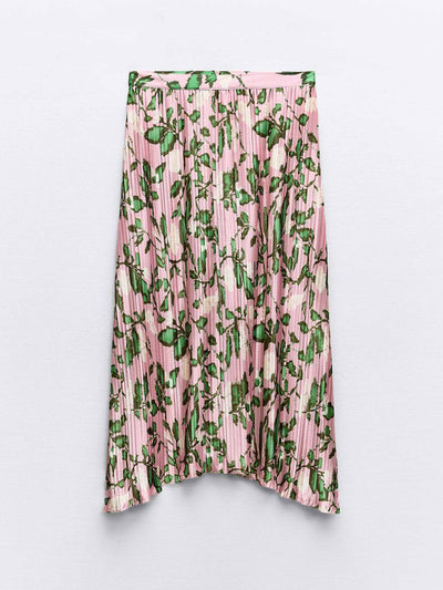 Zara Printed pleated skirt at Collagerie