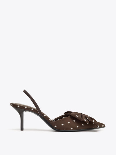 Zara Polka dot print high-heel shoes with bow at Collagerie