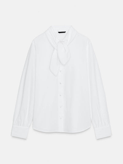 Zara Poplin shirt with bow at Collagerie