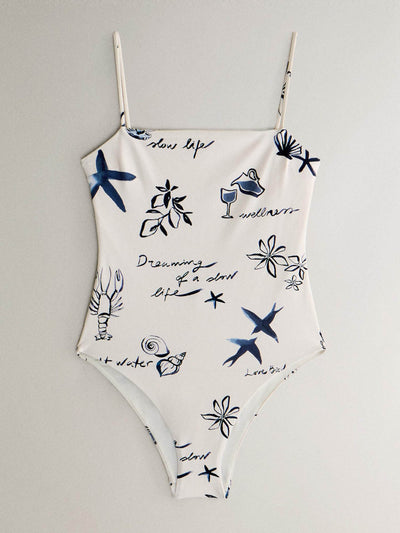 Zara Printed beach swimsuit at Collagerie