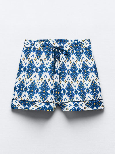 Zara Printed bermuda shorts with trims at Collagerie