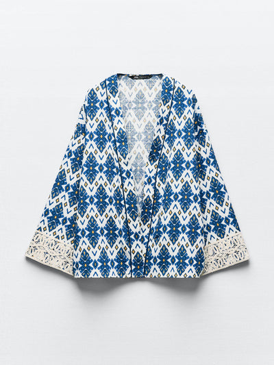 Zara Printed jacket with trims at Collagerie