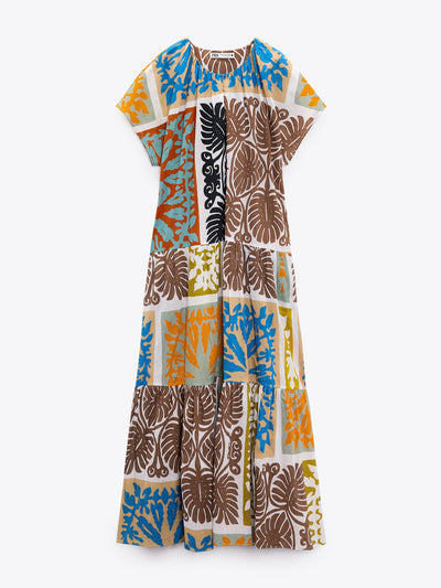 Zara Multicoloured printed midi dress at Collagerie