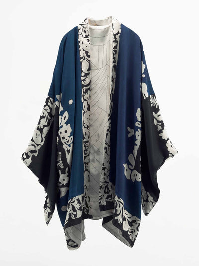 Zara Navy printed reversible kimono at Collagerie