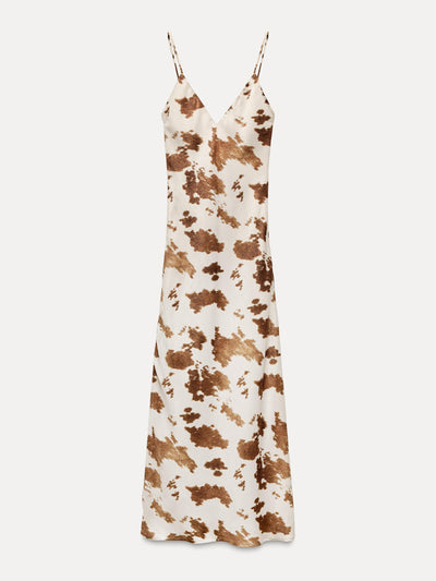 Zara Printed satin midi dress at Collagerie