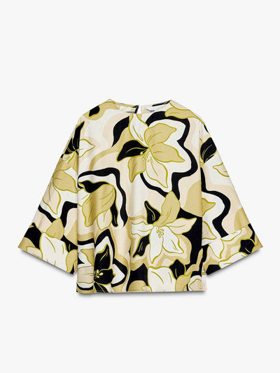 Zara Printed wide sleeve blouse at Collagerie