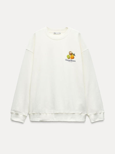 Zara Printed plush sweatshirt at Collagerie