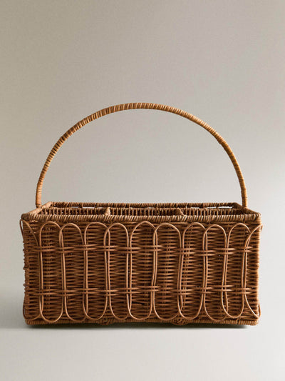 Zara Home Rattan picnic hamper with handle at Collagerie