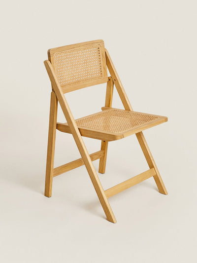 Zara Home Rattan and wood folding chair at Collagerie