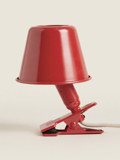 Vintage Brass Swing Arm Lamp Red Shade as Seen in Peggy