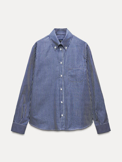 Zara Regular fit striped poplin shirt at Collagerie