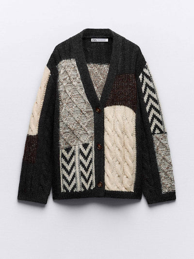 Zara Patchwork knit cardi at Collagerie