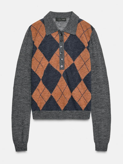 Zara Rhombus knit polo sweater at Collagerie