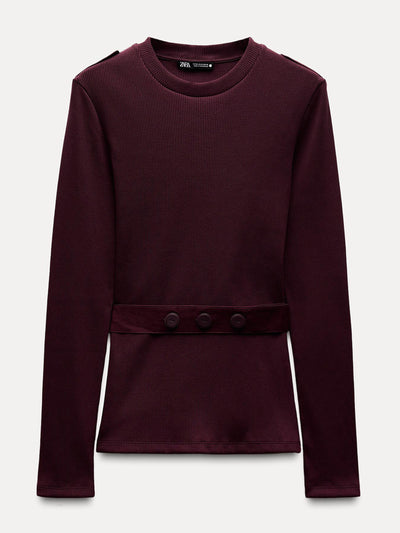 Zara Ribbed belted t-shirt at Collagerie