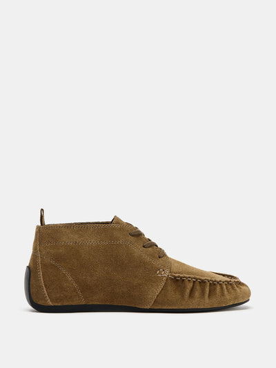 Zara Ruched split suede ankle boots at Collagerie