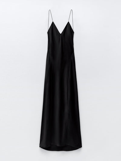 Zara Black satin slip dress at Collagerie