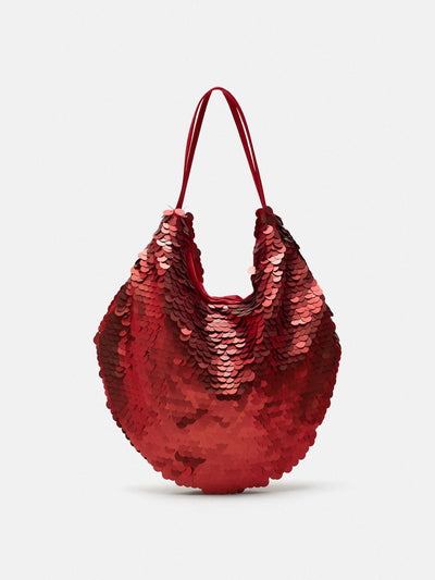 Zara Sequined bucket bag at Collagerie