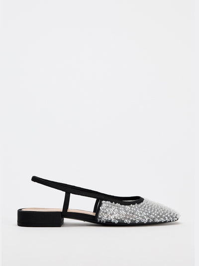 Zara Sequinned slingback shoes at Collagerie