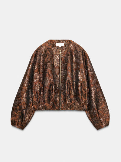 Zara Shiny jacquard bomber jacket at Collagerie
