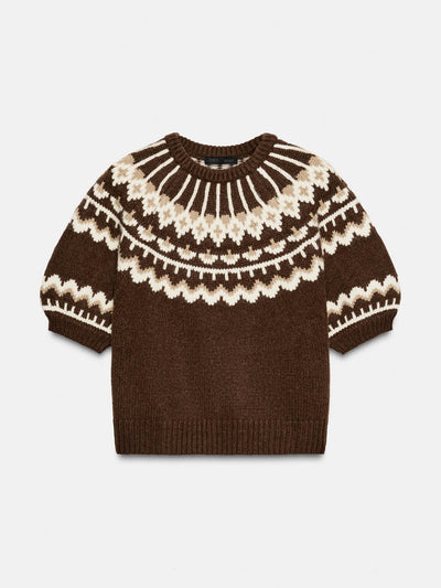 Zara Short sleeve jacquard knit sweater at Collagerie