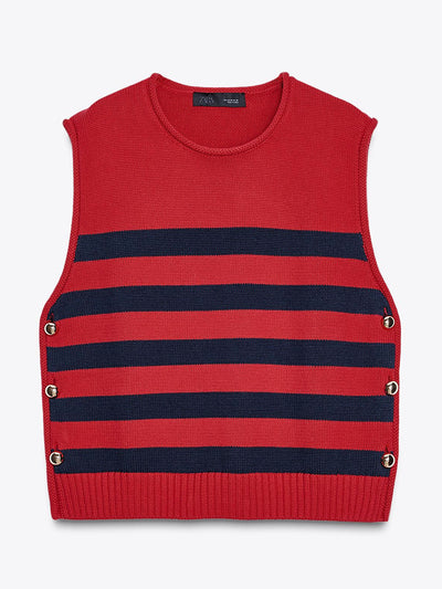 Zara Side button knit waistcoat top at Collagerie