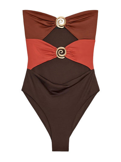Zara Spiral detail bandeau swimsuit at Collagerie