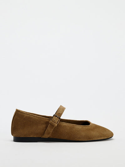 Zara Split suede ballerinas at Collagerie