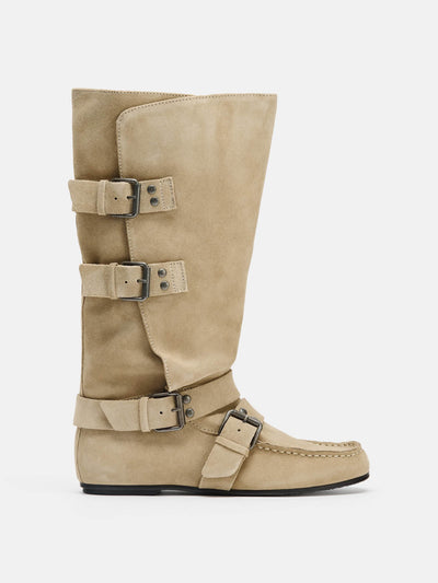 Zara Split suede buckled boots at Collagerie