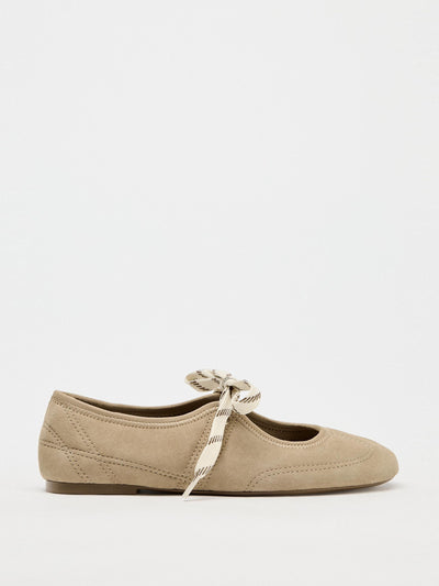 Zara Split suede lace-up ballerinas at Collagerie