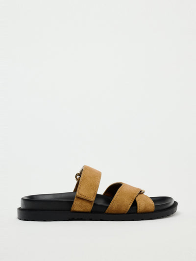 Zara Split suede sandals with straps at Collagerie