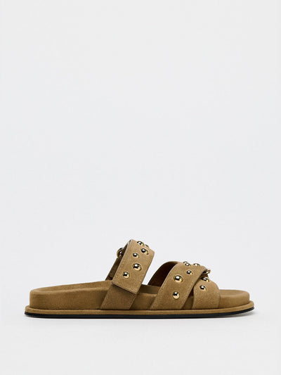 Zara Split suede studded sandals at Collagerie
