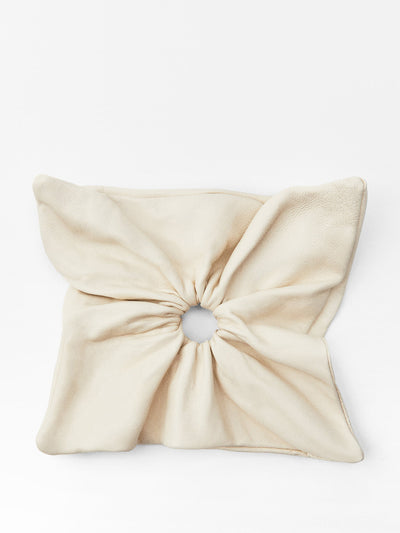 Zara Square leather scrunchie at Collagerie