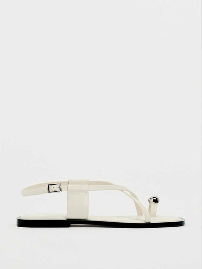 Zara Strappy flat slider sandals with metal embellishment at Collagerie