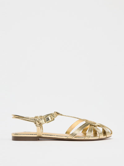 Zara Strappy metallic-effect cage sandals at Collagerie