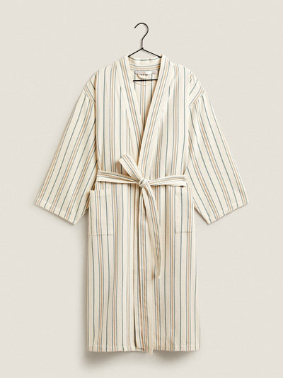 Zara Striped cotton bathrobe at Collagerie