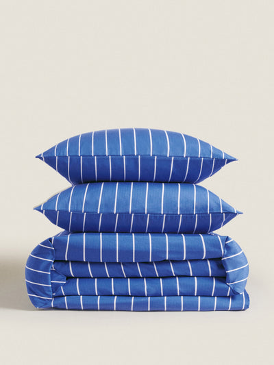 Zara Blue striped duvet cover at Collagerie