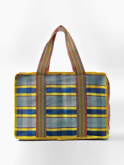 Zara Blue striped tote bag at Collagerie