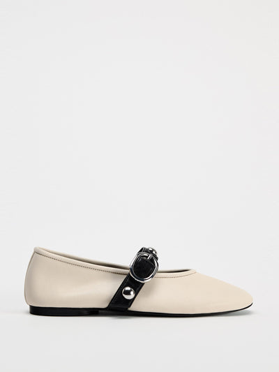 Zara Studded leather ballet flats at Collagerie