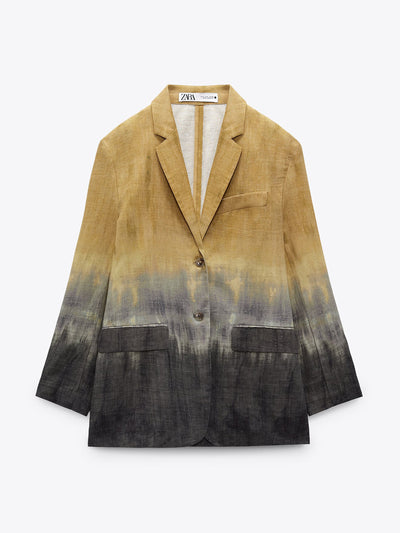 Zara Tie-dye linen blend blazer at Collagerie