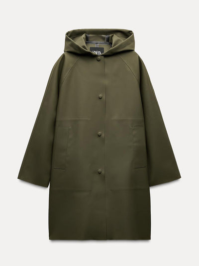 Zara ZW Collection water-repellent rubberised jacket at Collagerie