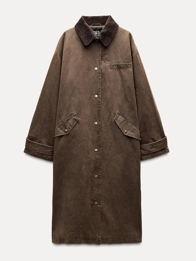 Zara Waxed-effect trench coat at Collagerie